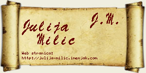 Julija Milić vizit kartica